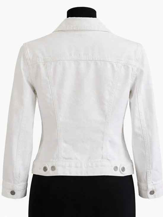 Lucky Brand White Denim Jacket Women Medium Cropped Stretch Spring Summer - Picture 2 of 4